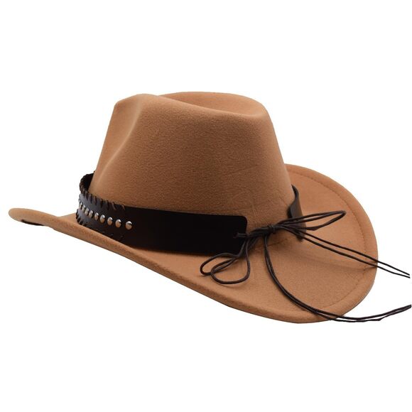 1114 Unisex Western Cowboy Hat Fur Felt Cowgirl Hats Wide Brim With Belt main image 7